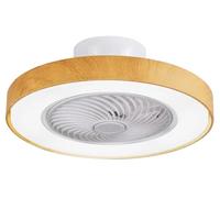 BEL AIR HOME - Ventilateur Plafonnier LED 50cm 72W - Moteur DC Silencieux - 3 Températures Couleur - Télécommande Incluse - Idéal Chambres Moyennes et Petites, Blanc-Bois, Bois