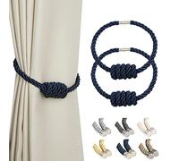 Bel Avenir Attaches de rideaux magnétiques, embrasses tissées modernes avec nœud exquis, tentures pour décoration d’intérieur (bleu marine, lot de 2)