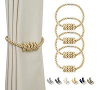 BEL AVENIR Embrasses de rideau magnétiques, embrasses tissées modernes avec nœud exquis, tentures pour décoration d'intérieur (doré, lot de 4)