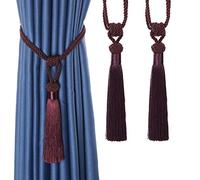 Bel Avenir Embrasses de rideaux à pompons tissées à la main pour décoration d'intérieur (violet, 2)
