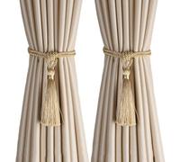 BEL AVENIR Embrasses de rideaux avec pompons faites à la main en polyester (doré, 2P)