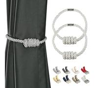 BEL AVENIR Embrasses de rideaux magnétiques, embrasses tissées modernes avec nœud exquis, embrasses de rideaux pour décoration de la maison (blanc, lot de 2)