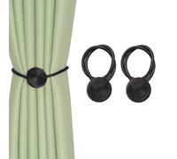 BEL AVENIR Embrasses de rideaux magnétiques faites à la main en corde pour rideaux décoratifs (noir, 2P)