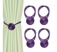 BEL AVENIR Embrasses de rideaux magnétiques faites à la main en corde pour rideaux décoratives (violet, 4P)