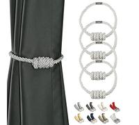 BEL AVENIR Embrasses de rideaux magnétiques tissées modernes avec nœud exquis, tenues pour rideaux pour décoration intérieure (blanc, lot de 4)