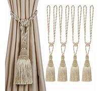 Bel Avenir Embrasses décoratives avec pompons faites à la main pour rideaux (beige, 4)