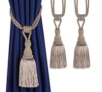 Bel Avenir Embrasses décoratives avec pompons faites à la main pour rideaux (beige clair, 2)