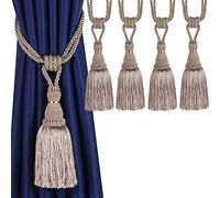 Bel Avenir Embrasses décoratives avec pompons faites à la main pour rideaux (beige clair, 4)