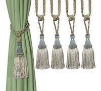Bel Avenir Embrasses décoratives avec pompons faites à la main pour rideaux (bleu, 4)
