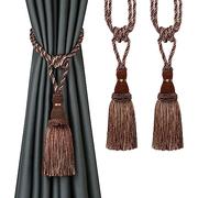 Bel Avenir Embrasses décoratives avec pompons faites à la main pour rideaux (café foncé, 2)