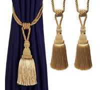 Bel Avenir Embrasses décoratives avec pompons faites à la main pour rideaux (doré, 2)