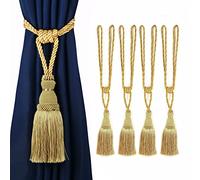 Bel Avenir Embrasses décoratives avec pompons faites à la main pour rideaux (doré, 4)