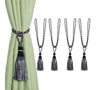 Bel Avenir Embrasses décoratives avec pompons faites à la main pour rideaux (mélange noir, 4)