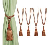 Bel Avenir Embrasses décoratives avec pompons faites à la main pour rideaux (orange, 4)