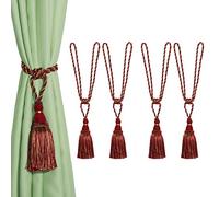 Bel Avenir Embrasses décoratives avec pompons faites à la main pour rideaux (rouge, 4)
