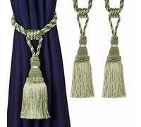 Bel Avenir Embrasses décoratives avec pompons faites à la main pour rideaux (vert, 2)