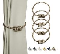 BEL AVENIR Embrasses magnétiques pour rideaux, attaches à ruban tissées modernes avec nœud exquis, attaches pour rideaux pour décoration de la maison (lin, lot de 4)