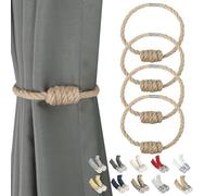 BEL AVENIR Embrasses magnétiques tissées modernes avec nœud exquis - Embrasses de rideaux pour décoration de la maison (jute - Lot de 4)