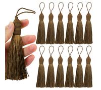 BEL AVENIR Lot de 12 pompons en forme de e 15,5 cm avec boucle de cordon de 5,1 cm pour loisirs créatifs, accessoires de décoration de maison et de meubles (café foncé)