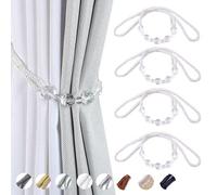 Bel Avenir Lot de 4 embrasses de rideaux décoratives faites à la main avec perles de cristal (blanc)