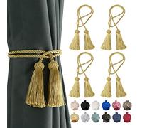 Bel Avenir Lot de 4 embrasses décoratives faites à la main avec double tête avec pompons (doré)