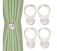 BEL AVENIR Lot de 4 embrasses magnétiques pour rideau de fenêtre et fenêtre Blanc