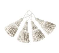 BEL AVENIR - Lot de 4 pompons colorés en polyester pour porte-clés, sangles et loisirs créatifs (beige)