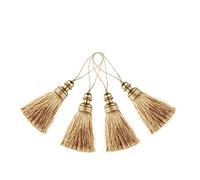 BEL AVENIR Lot de 4 pompons colorés faits à la main en polyester pour porte-clés, sangles, accessoires de décoration (doré)