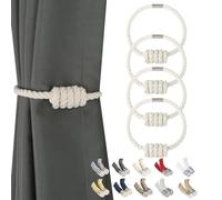 BEL AVENIR Lot de 4 tentures magnétiques pour rideaux, attaches tissées modernes avec nœud exquis, pour décoration de la maison (coton)