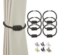 BEL AVENIR Lot de 6 embrasses magnétiques pour rideaux décoratives, modernes tissées avec nœud exquis (gris anthracite)