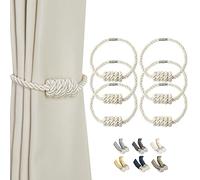 BEL AVENIR Lot de 6 embrasses magnétiques tissées modernes avec nœud exquis pour décoration de la maison (beige)