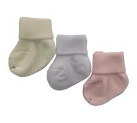 Bel Piccino Chaussettes pour bébé en 100 % coton chaud. 3 paires de chaussettes bébé 0 à 12 mois Made in Italy., Rose, blanc, crème, 3-6 mois