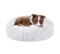 Belababy Bundle Savings - Coussin pour chien en forme de donut à poils longs apaisants en forme de donut en petite taille 71.1 x 71.1 cm et couverture pour animal de compagnie 81.3 x 101.6 cm