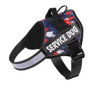 Belababy Service Dog Harnais de dressage pour chien de petite, moyenne et grande taille, soutien émotionnel réglable avec poignée robuste, gilet de thérapie réfléchissant, taille M, camouflage bleu