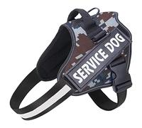 Belababy Service Dog Harnais de dressage pour chien de petite, moyenne et grande taille, soutien émotionnel réglable avec poignée robuste, gilet de thérapie réfléchissant, taille S, camouflage bleu