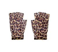 Belachick Gants Léopard Hiver Homme Femme Moufles Mitaine Extensible Demi-Doigt Écran Tactile Sans Doigts De Travail Unisexes Taille Unique