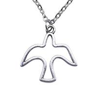 Belachick Vintage Collier Pendentif Argent Bijoux Hommes Femmes Necklace Collier Pendentif Oiseau Creux Vintage Simple Pour Femmes, 28X28Mm, À La Mode