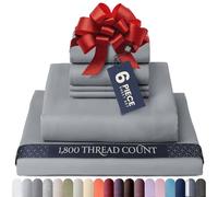 BELADOR Parure de lit de Luxe 6 pièces pour Grand lit, Douce, Respirante, Infroissable, certifiée Oeko-Tex, 1800 Fils au Pouce carré, Microfibre brossée Double, Poches Profondes de 40,6 cm, 4 taies