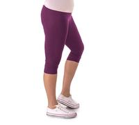 BeLady Legging 3/4 pour femme Capri G.S-8XL/36-56 Legging en coton opaque Legging de sport Pantalon élastique Pantalon de sport doux, aubergine, 52