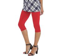 BeLady Legging 3/4 pour femme Capri G.S-8XL/36-56 Legging en coton opaque Legging de sport Pantalon élastique Pantalon de sport doux, rouge, 50