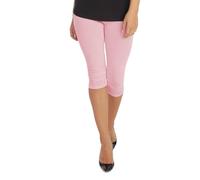 BeLady Legging 3/4 pour femme Capri G.S-8XL/36-56 Legging en coton opaque Legging de sport Pantalon élastique Pantalon de sport doux, Rose, 52