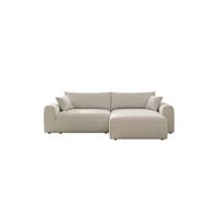 BELAIR - Canapé d'angle convertible 4 places - Tissu bouclé - Coffre de rangement Beige