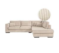 BELAMI - Canapé d'angle XXL 6 places en velours côtelé - Beige - Angle Droit