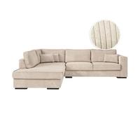 BELAMI - Canapé d'angle XXL 6 places en velours côtelé - Beige - Angle Gauche