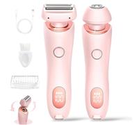 Belarae Brazilian Shaver, 2-in-1 Electric Razor for Women, Silky Glow 2 In 1 Body Shaver, Dual-Head Bikini & Body Trimmer with Wet/Dry Use (Pink)
