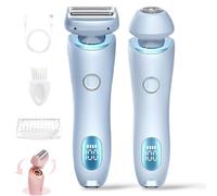 Belarae Brazilian Shaver, 2-in-1 Electric Razor for Women, Silky Glow 2 In 1 Body Shaver, Dual-Head Bikini & Body Trimmer with Wet/Dry Use (Blue)
