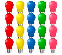 Belaufe Ampoules LED colorées E27 3W, Ampoules LED colorées E27, Lampe LED décorative d'extérieur, 220V AC, Couleurs mélangées Rouge Vert Bleu Jaune Rose, Plastique, 20 pièces