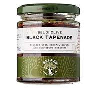 Belazu Black Olive Tapenada 170 g - Olives Beldi riches, noires, naturellement matures mélangées avec des câpres, de l'ail et des tomates séchées pour faire une pâte riche en umami