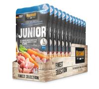 BELCANDO Junior [12 x 125g Junior Poulet aux Carottes et à l'huile de Saumon] | Nourriture Humide pour Chiens | Nourriture complète en Sachet Individuel pour Chiens