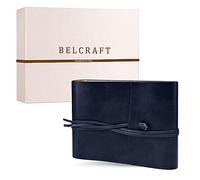 Belcraft Tivoli Album Photo en Cuir recyclé de Fabrication Artisanale Italienne, A5 (16x21 cm) Bleu